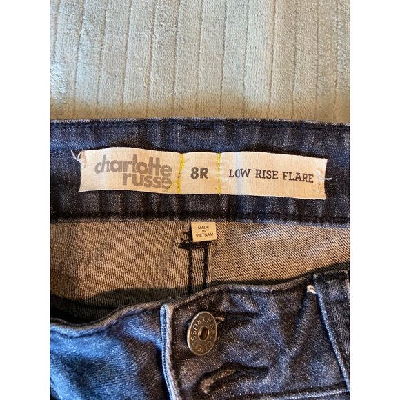 Charlotte Russe Low Rise Flare Jeans 8R Dark Wash Y2K Boho Chic Retro Denim - Picture 3 of 8